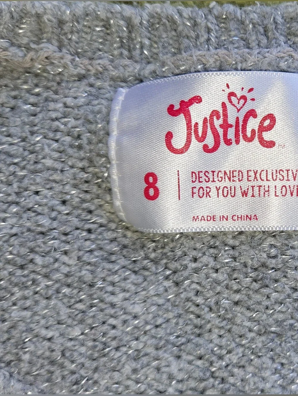 Justice Gray Sweater with Sequined Red & Green Scarf Corgi